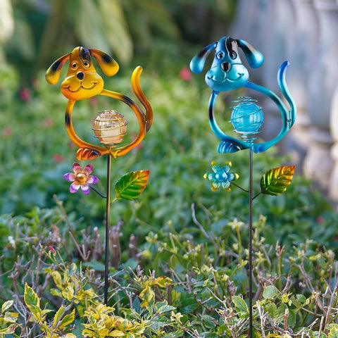 Solar Outdoor Garden Lights,27.4''H Solar Dog Statues Outdoor Lights,Waterproof Solar Decorative Garden Stakes for Lawn Patio Pathway, Solar Lights for Outside for Mom,Women,Dog Lovers