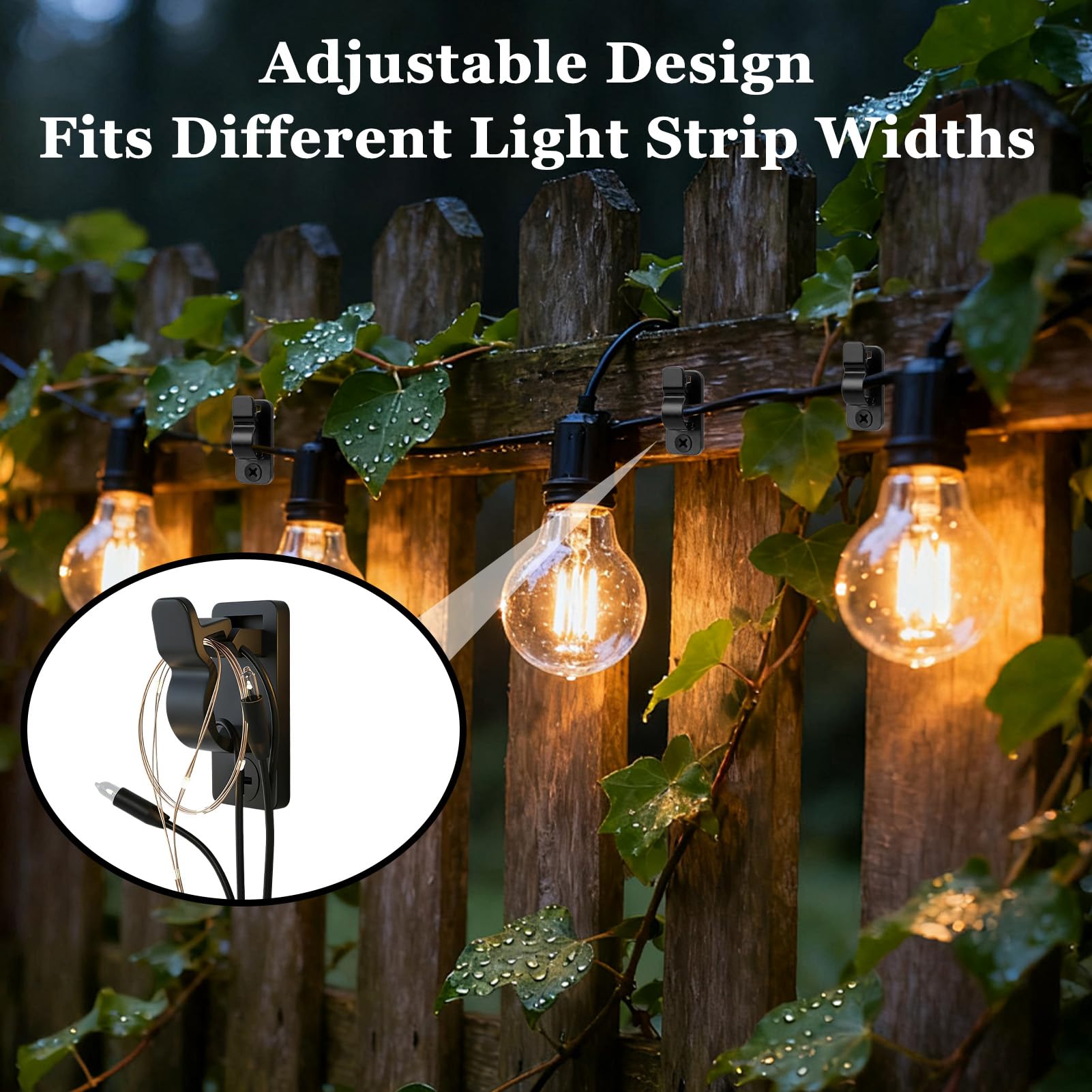 60 Pack Outdoor String Light Clips Screw-in Hooks – Garden Hooks for Fairy Lights, Garden Lighting & Decorative Cables – Keep Every Light Neat, Secure and Exactly Where You Want It