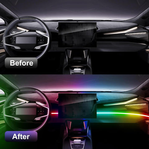 Acrylic Car Interior LED Lights – 110cm RGB Ambient Strip with 146 LEDs, APP & Remote Control, 16 Million Colours for Cars, SUVs & Trucks