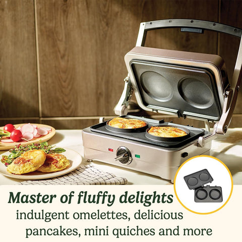Waffle & Pancake Maker – Electric Grill with Even Cooking, Non-Stick Removable Interchangeable Plates, Dishwasher Safe, 210°C – Frosted Pearl