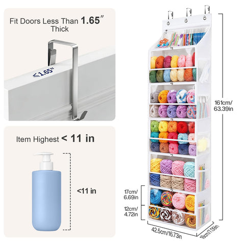 Hanging Yarn Storage Organizer with 5 Zipper Closure Compartments