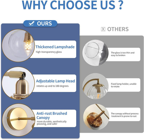 GreeLustr Industrial Wall Light with Clear Glass Shade Copper Finish