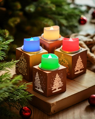 24 Pack 7-Color Changing LED Flameless Tea Lights, Battery Operated Flickering Candles for Party & Festival Décor