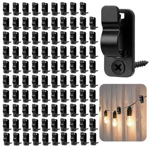 60 Pack Outdoor String Light Clips Screw-in Hooks – Garden Hooks for Fairy Lights, Garden Lighting & Decorative Cables – Keep Every Light Neat, Secure and Exactly Where You Want It