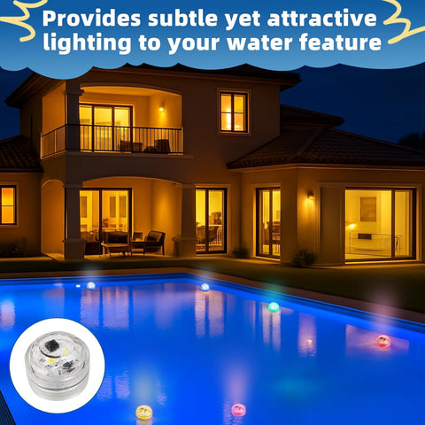 8 PCS Submersible LED Lights with Remote – Waterproof Colour Changing Underwater Lights for Hot Tubs, Pools, Aquariums, Vases, Ponds & Parties