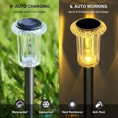 15 Pack Solar Lights Outdoor Waterproof Pathway Lights, Warm White