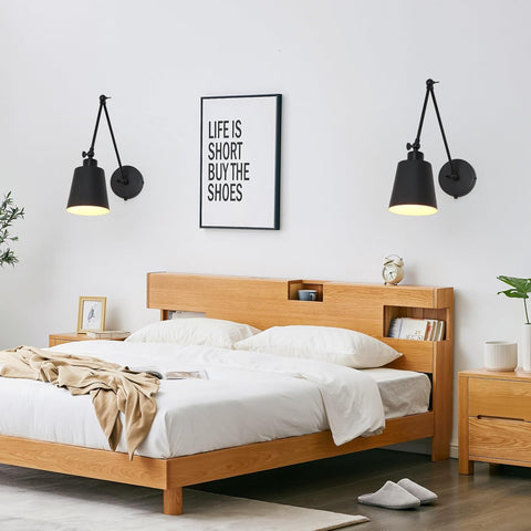 Vintage Wall Sconce Black Swing Arm Wall Light Industrial Wall Light for Restaurants Galleries Living Room Black E27