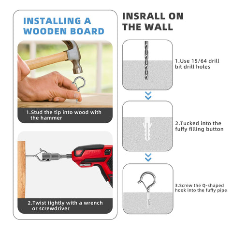 Esteopt 8 Pack Black Q-Hanger Screw-In Hooks with Safety Buckles – Steel Ceiling and Wall Hooks for Outdoor String Lights, Plants, Bird Feeders & Christmas Decorations
