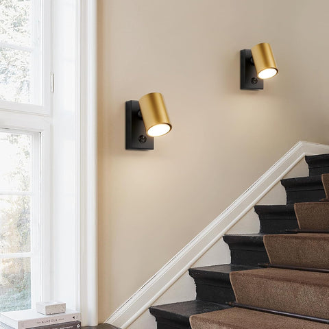 Adjustable GU10 Wall Spotlight Matt Black & Gold