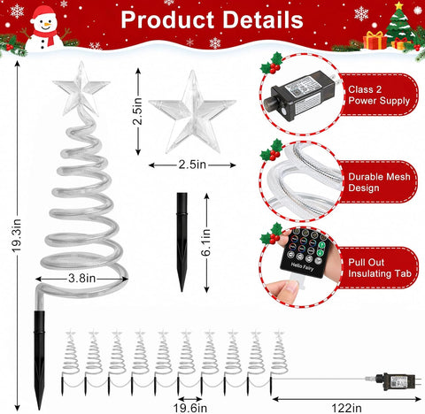 10 Pack Christmas Pathway Lights Outdoor, Smart Spiral Xmas Tree Lights with 150 RGB LEDs, App Control,Music Sync,Remote, DIY&Timer, Waterproof Christmas Yard Decorations for Lawn Walkway Garden Decor