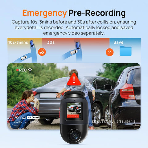 70mai Dash Cam 4K Omni Front and Rear Car Camera