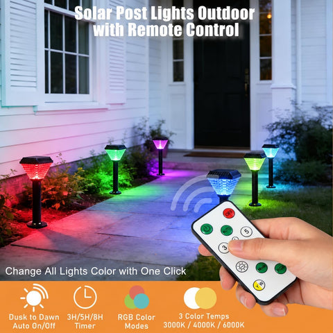 Alighting 30 Inch Solar Lamp Post Light with Remote, 3 Color Modes + RGB