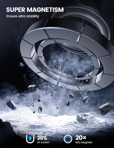 Lamicall MagSafe Car Mount Glass Panel – Metal Magnetic Phone Holder Black