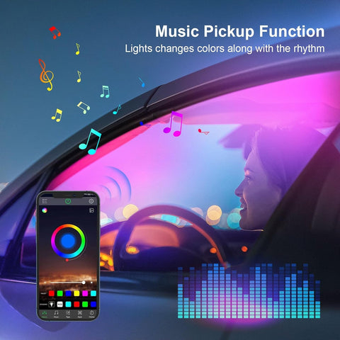 Acrylic Car Interior LED Lights – 110cm RGB Ambient Strip with 146 LEDs, APP & Remote Control, 16 Million Colours for Cars, SUVs & Trucks