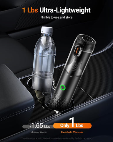 SEALIGHT Black Car Vacuum Portable Cordless with 2 Suction Modes
