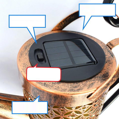 Solar Watering Can Garden Lights Retro Kettle Shape Iron Decor with Chime
