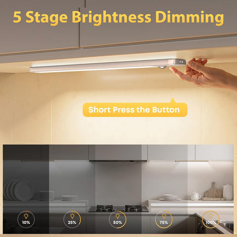 Under Cabinet Kitchen Lights – Rechargeable Motion Sensor LED Lights, Dimmable 4000K Neutral White Wardrobe & Cupboard Lighting - Light Up the Dark Spots You Reach for Every Day