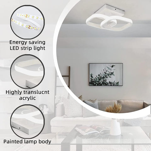 Ceiling light fixture with energy-saving LED strip light, highly translucent acrylic, and painted lamp body features.