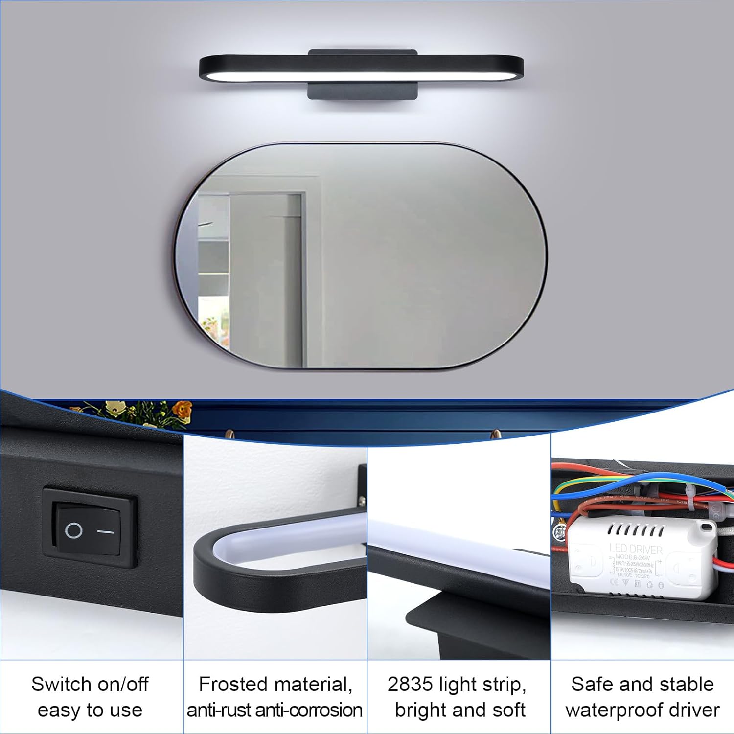 LED10W Bathroom Mirror Light with Switch Bathroom Wall Light