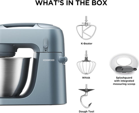 KZM35.000GY Go Collection Stand Mixer – 1400W Tilt-Head Electric Kitchen Mixer with 6.2L Bowl, Storm Blue