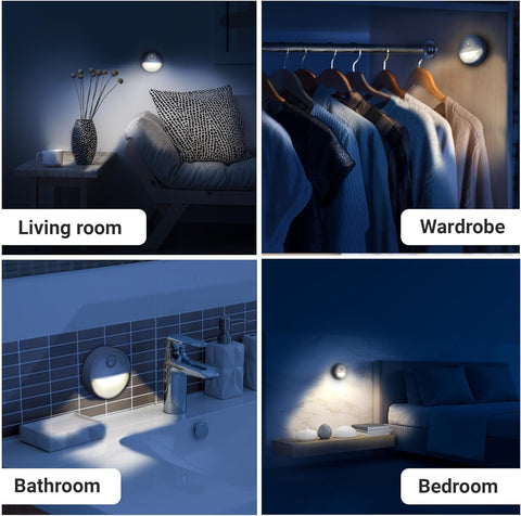 Motion Sensor Night Light Pack of 3 – Battery LED Stick-On Cold White