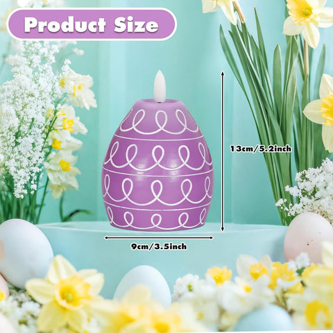 Easter Egg Flameless LED Candles Set of 3, Scented Real Wax Egg-Shaped Decorative Candles for Home Table Centerpiece