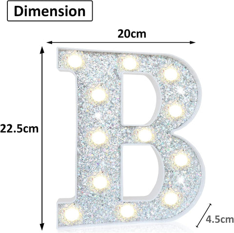 LED Silver Letter B Light – Glitter Alphabet Night Light