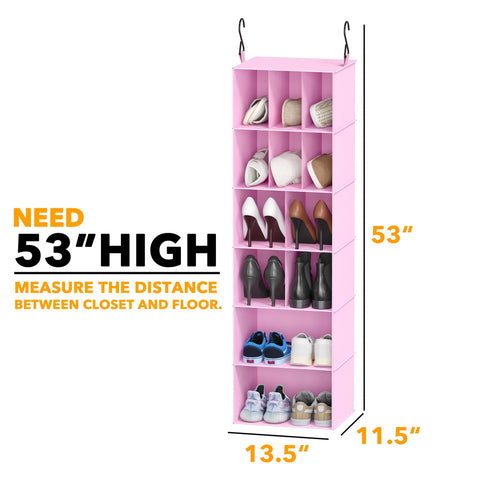 SpaceAid 2 Pack Hanging Closet Organiser and Storage with Dividers, 24 Compartments Hanging Shoe Shelves for Closet, Wardrobe, RV, Garment Rack - Black