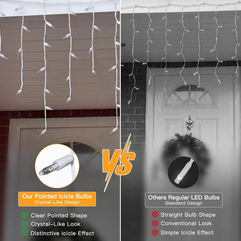 Guhope Outdoor Christmas Icicle Lights 8M 204 LED Warm White Fairy Lights with Remote, Timer & 8 Modes – Create a Cosy Christmas Roofline That Glows All Evening