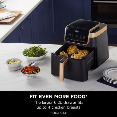 Air Fryer MAX PRO 6.2L – Family Size Digital Air Fryer with Non-Stick Drawer, Bake, Roast, Fry, Dishwasher Safe – Black & Copper