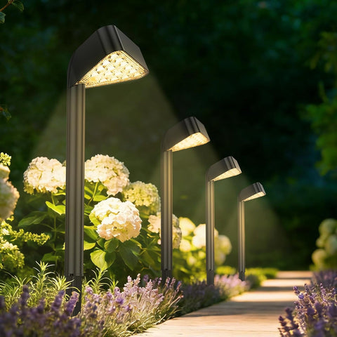 Solar Pathway Lights Outdoor Garden 4 Pack, 15 LED Brighter