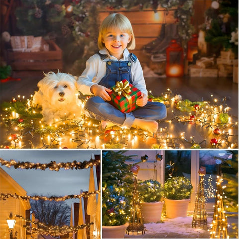 NEXVIN Solar Fairy Lights, 2Pack 66ft/20M 200 LED Outdoor String Lights, 8 Modes Waterproof Solar Christmas Lights for Garden, Party, Holiday, Tree, Yard, Patio, Xmas Decoration - Warm White