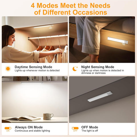 Gritin Under Cabinet Kitchen Lights Rechargeable 2 Pack – 84 LED Motion Sensor Cupboard Lights with 3 Colour Temperatures, Dimmable Brightness & USB-C Charging - Light Up the Little Corners You Use Every Day