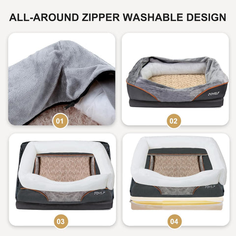 Large Memory Foam Orthopedic Dog Bed with Bolsters