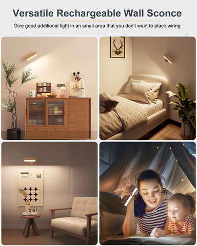 Wireless Rechargeable Wall Sconces Set of 2 with Remote