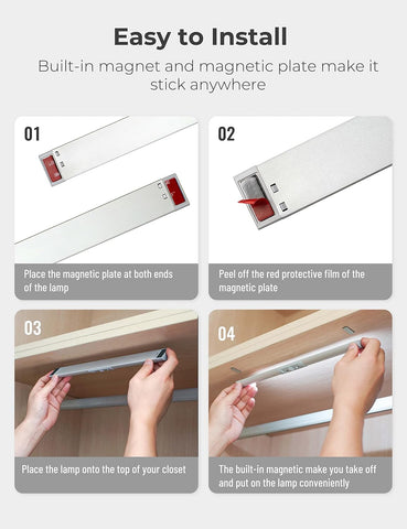 Joyzy Wardrobe Light with Motion Sensor – Rechargeable LED Cupboard & Closet Light for Wardrobes, Cabinets & Stairs - Put the Light Where Your Dark Corners Need It