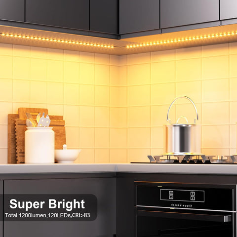 WOBANE Under Cabinet Lights – 4×50cm Flexible LED Strip Lights, Warm White 1200lm, 12W Low Voltage Kitchen Lighting - Light Up the Corners You Actually Use