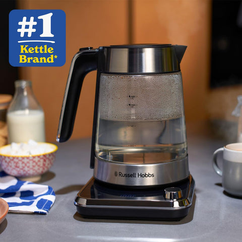 Attentiv 1.7L Electric Glass Kettle with Removable Infuser – Variable Temperature 40°C-100°C, Keep Warm, Touch Control