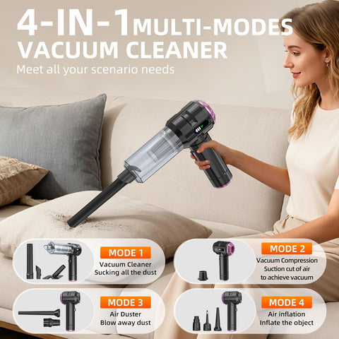 Handheld Vacuum Cleaner 23000Pa Cordless Mini Car & Home Black Purple