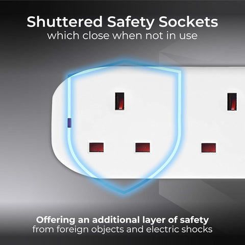 Two Socket Double Extension Lead 10m Cable, Unswitched, White