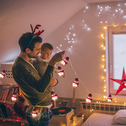 Christmas Snowman String Lights | 20 LED Battery Operated Fairy Lights 9.8FT for Indoor & Outdoor Christmas Tree, Bedroom & Garden Decoration