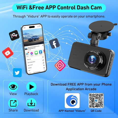 Dash Cam Front and Rear 1080P Dual Lens with WiFi & 32GB Card