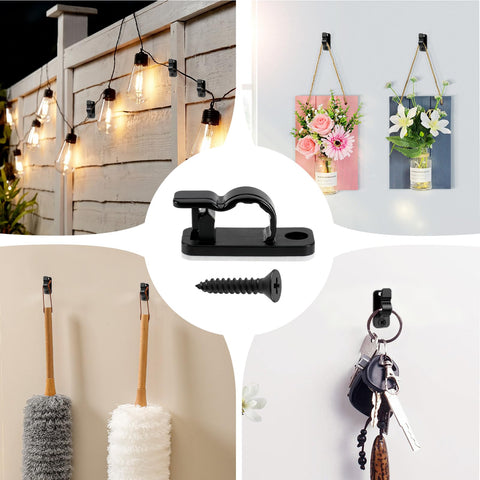 60 Pack Outdoor String Light Clips Screw-in Hooks – Garden Hooks for Fairy Lights, Garden Lighting & Decorative Cables – Keep Every Light Neat, Secure and Exactly Where You Want It