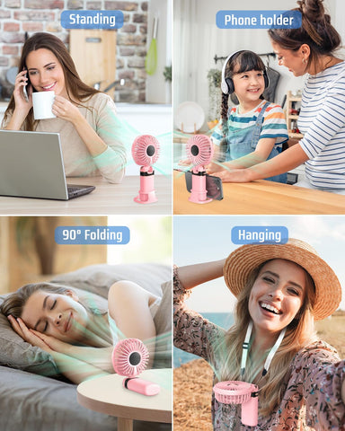 Mini Handheld USB Fan – 5 Speeds Rechargeable Portable Fan