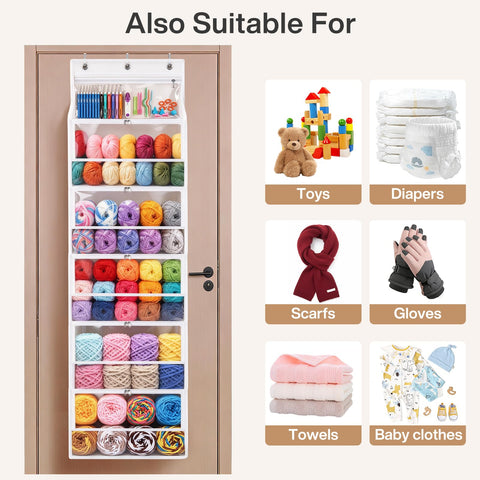 Hanging Yarn Storage Organizer with 5 Zipper Closure Compartments