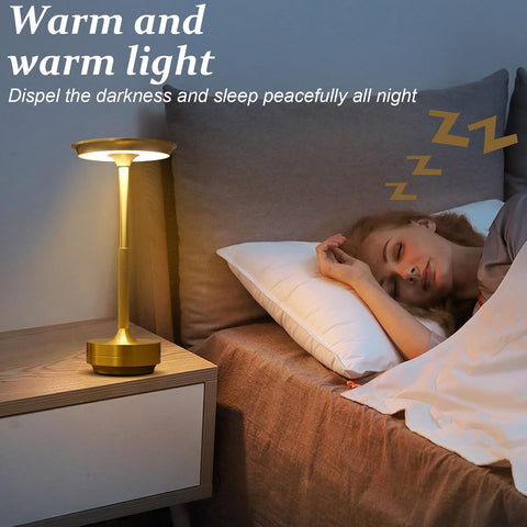 Rechargeable Gold Table Lamp, 5200mAh Cordless Touch Dimmable LED Lamp with 3 Colour Temperatures, USB-C Rechargeable, IPX4 Splash-Resistant for Bedroom, Dining Table & Covered Patio
