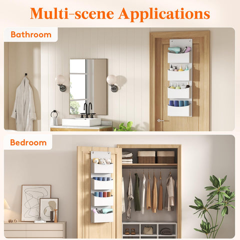 Lifewit Over The Door Storage Organiser – 4-Shelf Hanging Wardrobe Storage, Grey
