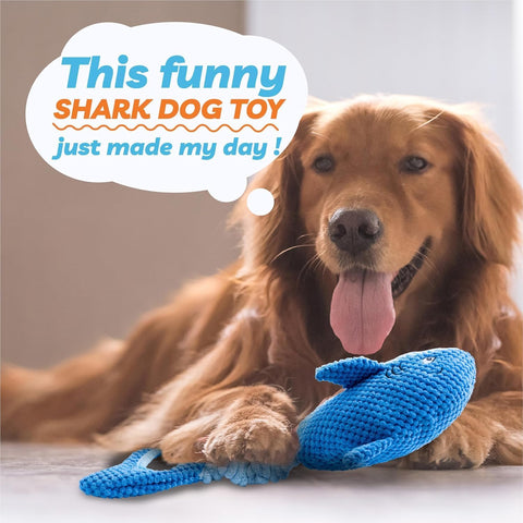 Legend Sandy Blue Shark Dog Toy for Aggressive Chewers Large Interactive Plush