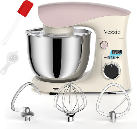 1500W Stand Mixer – 10-Speed 5.5L Dough Mixer for Baking, Lightweight & Easy to Use Food Mixer for Cakes & Home Cooking – Pink White
