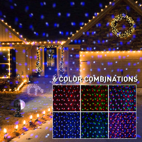 Outdoor Christmas Snowfall Projector Lights – Multicolour Rotating Snow Effect with Moving Points | Festive LED Projection Light for House, Garden & Party Decorations